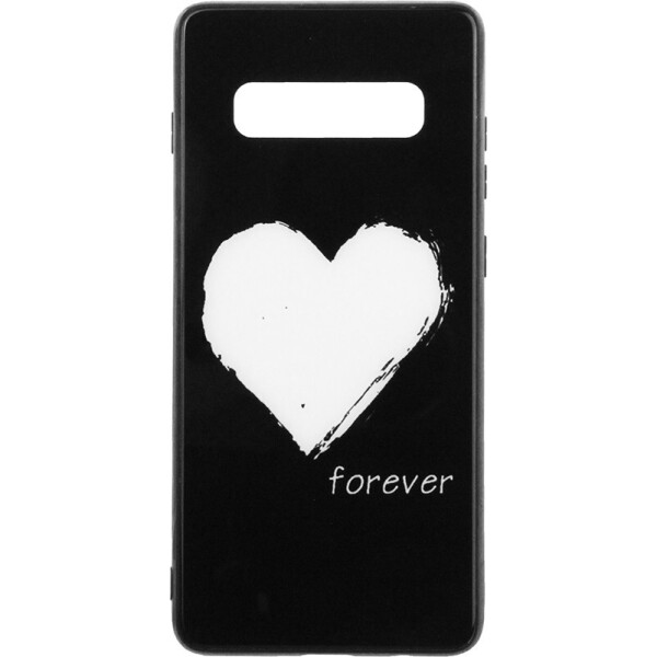 

Чехол-накладка TOTO Tempered Glass Phone Case Fashionable для Samsung Galaxy S10 Plus White Heart on Black