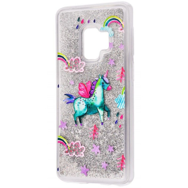 

TPU+PC чехол Liquid (glitter) для Samsung A730 Galaxy A8+ (2018) ((13.) Единорог) (580017)