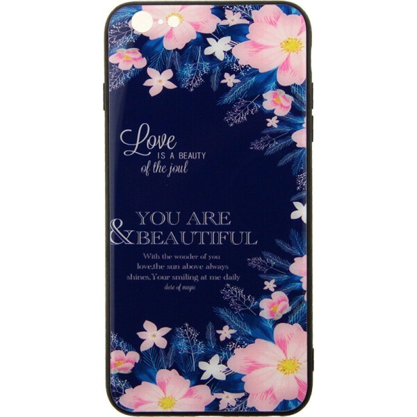 

Чехол-накладка TOTO Tempered Glass Phone Case Fashionable для Apple iPhone 6 Plus/6S Plus Flower Black