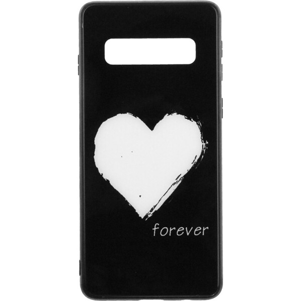 

Чехол-накладка TOTO Tempered Glass Phone Case Fashionable для Samsung Galaxy S10 White Heart on Black