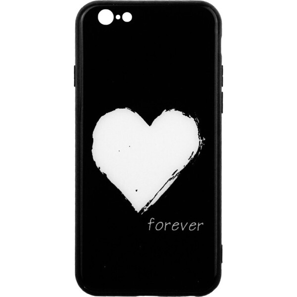 

Чехол-накладка TOTO Tempered Glass Phone Case Fashionable для Apple iPhone 6/6S White Heart on Black