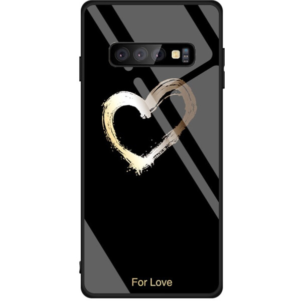 

Чехол-накладка TOTO Tempered Glass Phone Case Fashionable для Samsung Galaxy S10 Plus Heart on Black