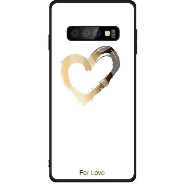 

Чехол-накладка TOTO Tempered Glass Phone Case Fashionable для Samsung Galaxy S10 Plus Heart on White