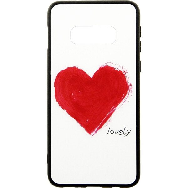 

Чехол-накладка TOTO Tempered Glass Phone Case Fashionable для Samsung Galaxy S10E Red Heart on White