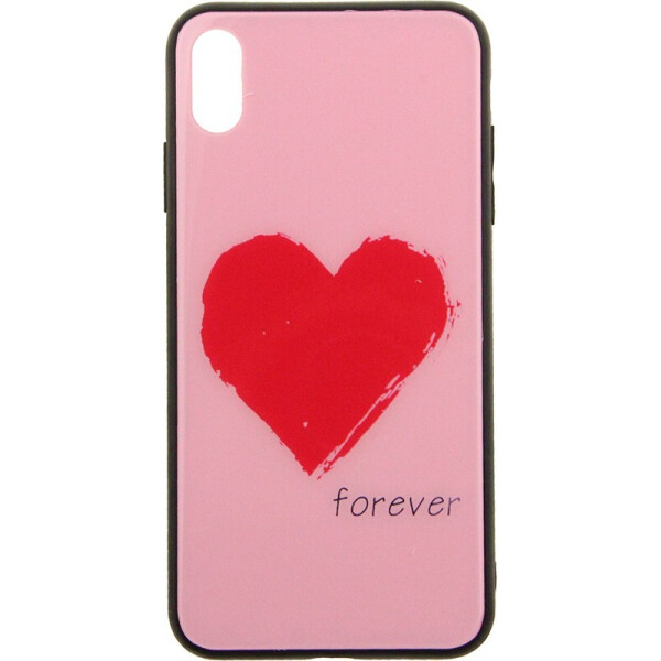 

Чехол-накладка TOTO Tempered Glass Phone Case Fashionable для Apple iPhone XS MAX Red Heart on Pink