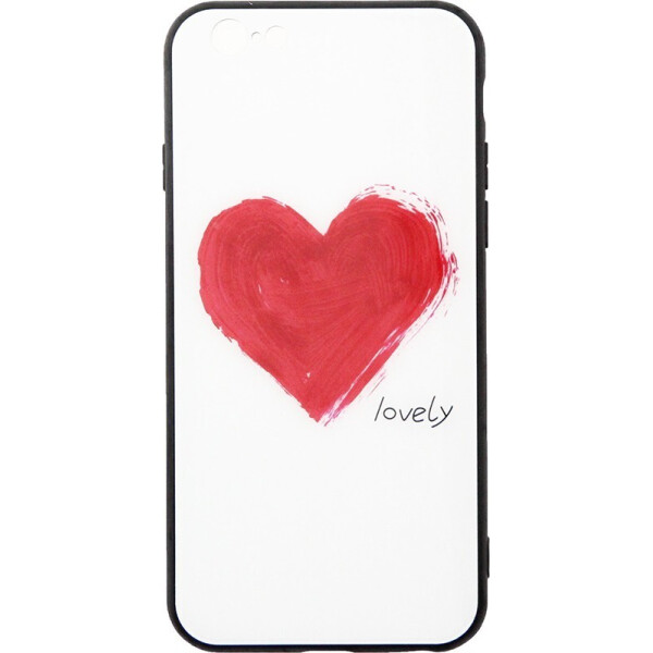 

Чехол-накладка TOTO Tempered Glass Phone Case Fashionable для Apple iPhone 6/6S Red Heart on White