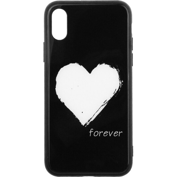 

Чехол-накладка TOTO Tempered Glass Phone Case Fashionable для Apple iPhone XS White Heart on Black