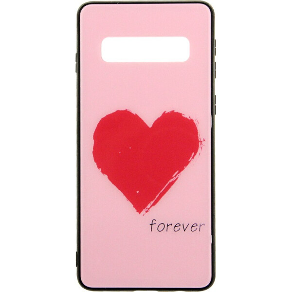 

Чехол-накладка TOTO Tempered Glass Phone Case Fashionable для Samsung Galaxy S10 Red Heart on Pink