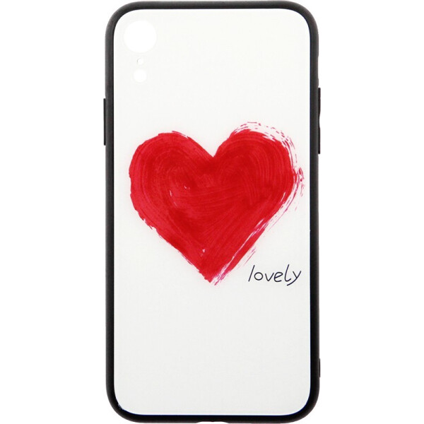 

Чехол-накладка TOTO Tempered Glass Phone Case Fashionable для Apple iPhone XR Red Heart on White
