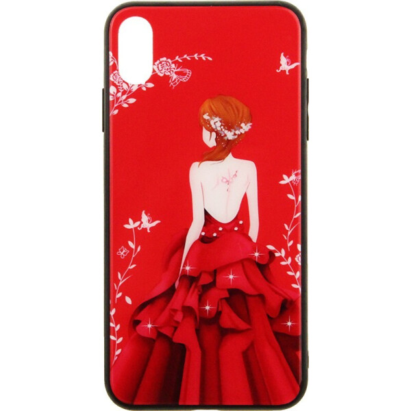 

Чехол-накладка TOTO Tempered Glass Phone Case Fashionable для Apple iPhone XS MAX Red Dress Girl