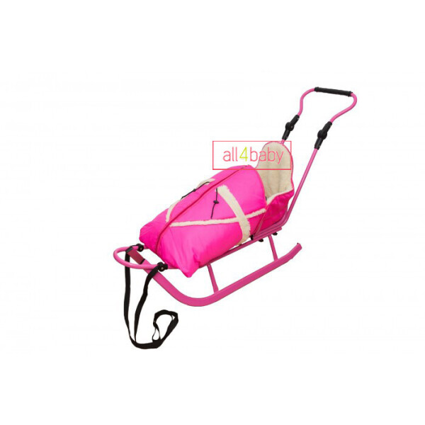 

Санки Adbor Piccolino с регулируемой ручкой и конвертом Розовый