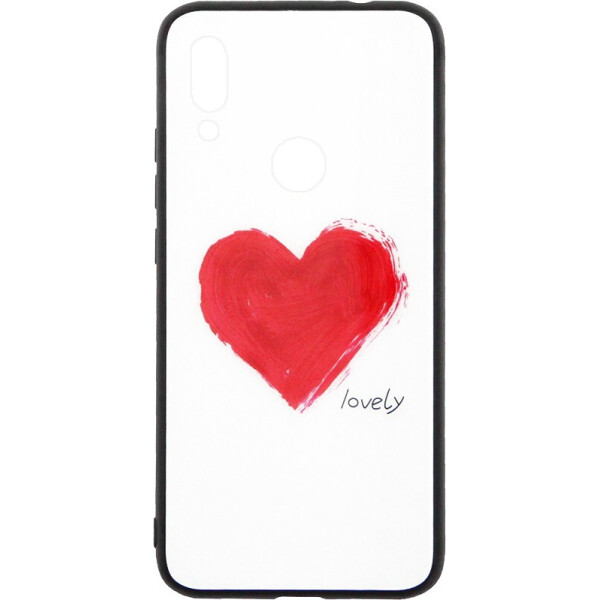 

Чехол-накладка TOTO Tempered Glass Phone Case Fashionable для Xiaomi Redmi 7 Red Heart on White