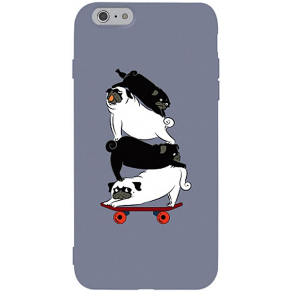 

Чехол-накладка TOTO Matt Tpu 2mm Print Case Apple iPhone 6/6s #51 Mops Skate Lavander Grey