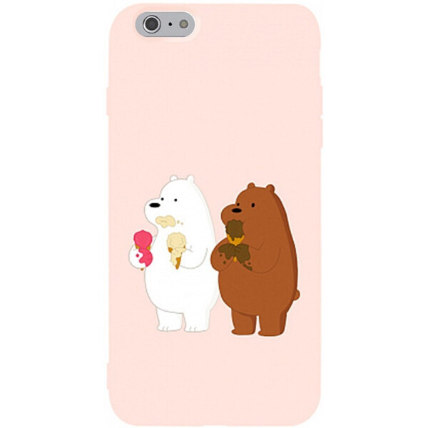 

Чехол-накладка TOTO Matt Tpu 2mm Print Case Apple iPhone 6/6s #66 Bear Icecreame Sand pink