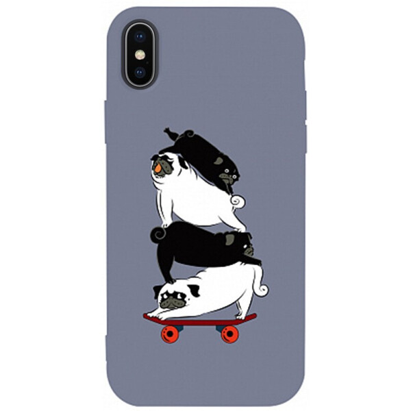 

Чехол-накладка TOTO Matt Tpu 2mm Print Case Apple iPhone X/XS #51 Mops Skate Lavander Grey