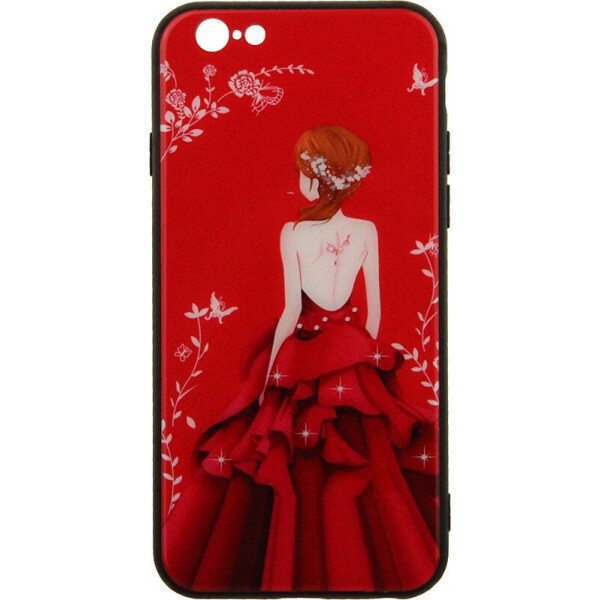 

Чехол-накладка TOTO Tempered Glass Phone Case Fashionable для Apple iPhone 6/6S Red Dress Girl