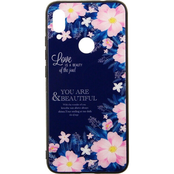 

Чехол-накладка TOTO Tempered Glass Phone Case Fashionable для Xiaomi Redmi Note 7 Flower Black