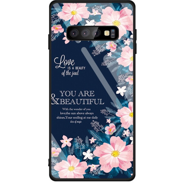 

Чехол-накладка TOTO Tempered Glass Phone Case Fashionable для Samsung Galaxy S10 Flower Black