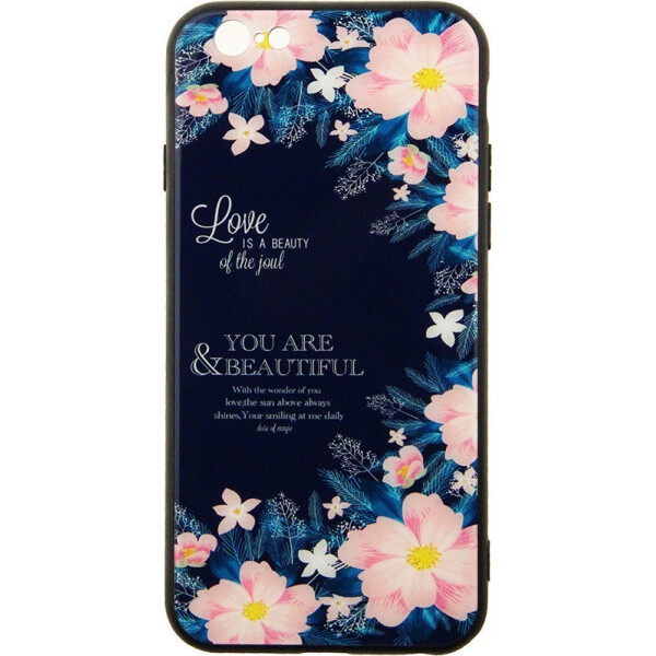 

Чехол-накладка TOTO Tempered Glass Phone Case Fashionable для Apple iPhone 6/6S Flower Black