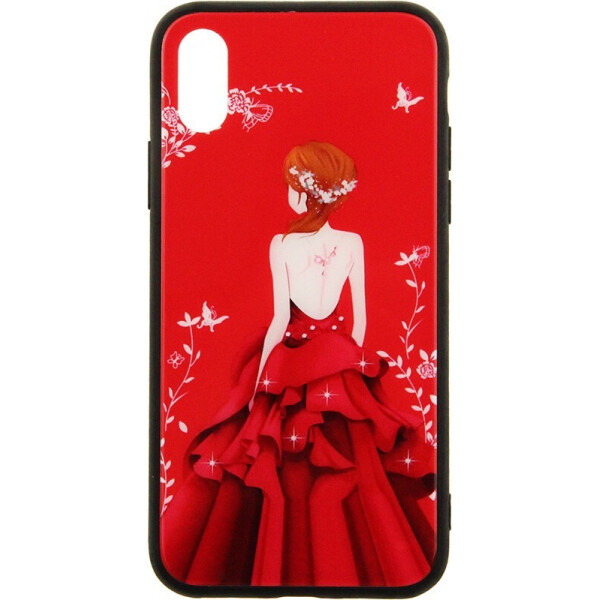 

Чехол-накладка TOTO Tempered Glass Phone Case Fashionable для Apple iPhone XS Red Dress Girl