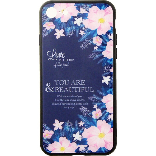 

Чехол-накладка TOTO Tempered Glass Phone Case Fashionable для Apple iPhone 7/8 Flower Black