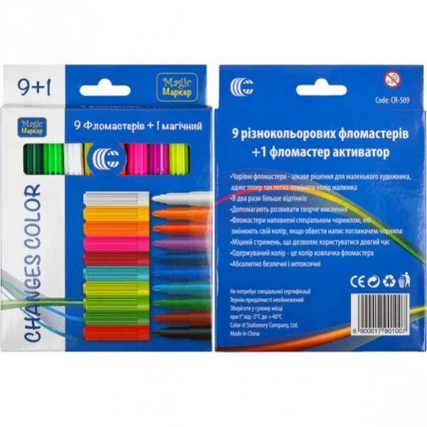 

Фломастер 10 Цветов ";магические 9+1"; 509-9+1