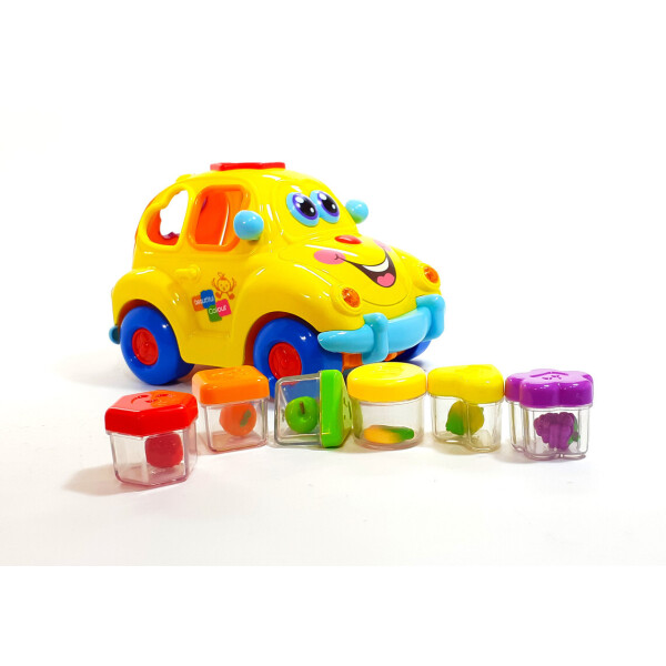 

Сортер детский, развивающая игрушка в виде машинки, Hola Toys, разноцветная.