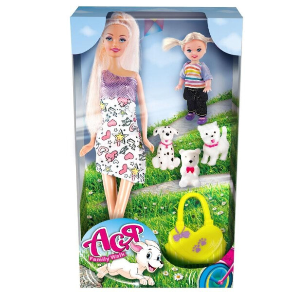 Набор кукольный Ася Семейная прогулка Блондинка с аксессуарами (35086)