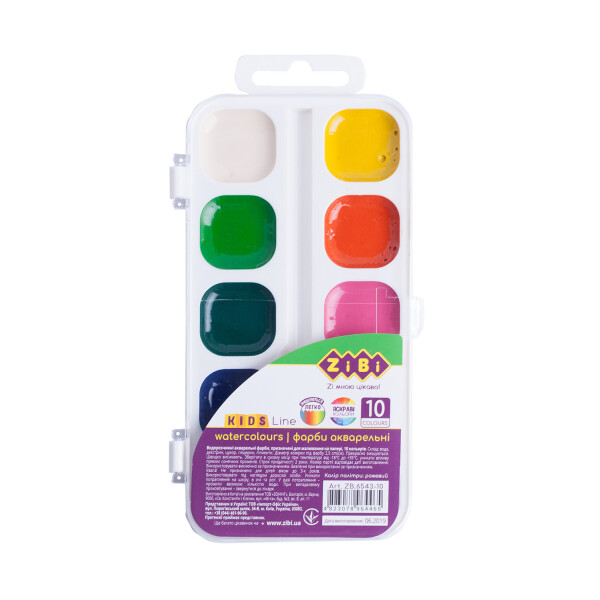 

Акварельные краски ZiBi Kids Line белая упаковка 10 цветов (ZB.6543-10)