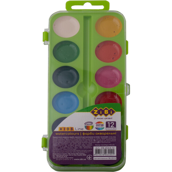 

Акварельные краски ZiBi Kids Line салатовая упаковка 12 цветов (ZB.6544-12)