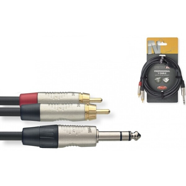 

Инсертный кабель Jack 6,3 Stereo - 2XRCA 3 м Stagg NYC3/PS2CMR