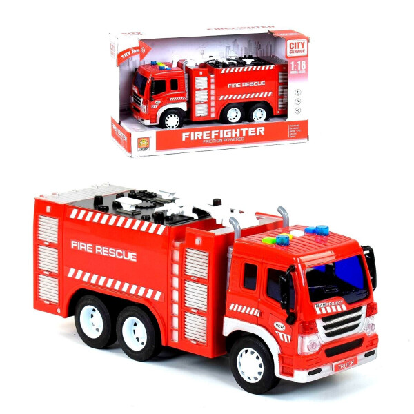 

Пожарная машина с инерционным механизмом Kimi со световыми и звуковым эффектом Красная 6974060113335