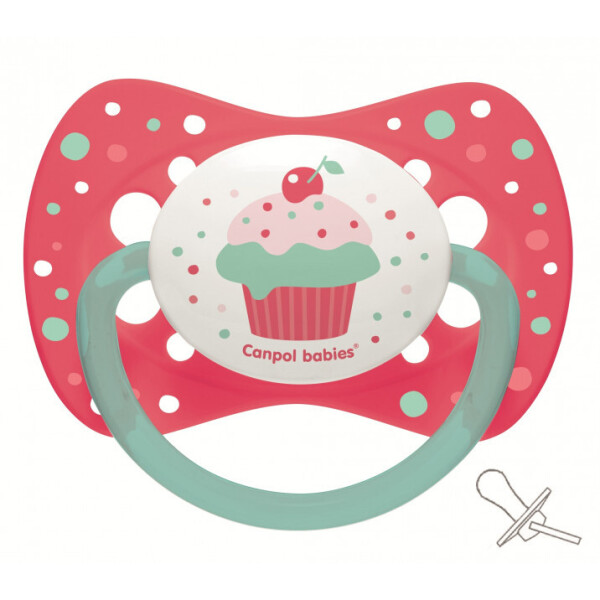 

Пустышка силиконовая Canpol Babies Cupcake симметричная от 6 до 18 месяцев Розовая (23/283_pin)
