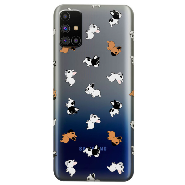 

Прозрачный силиконовый чехол OKcovers для Samsung Galaxy M31s с рисунком - Французские бульдоги (KS5964)