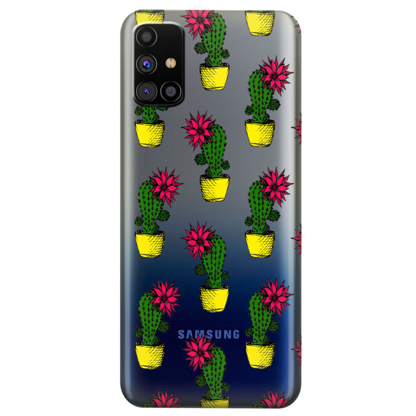 

Прозрачный силиконовый чехол OKcovers для Samsung Galaxy M31s с рисунком - Кактусы (KS5928)