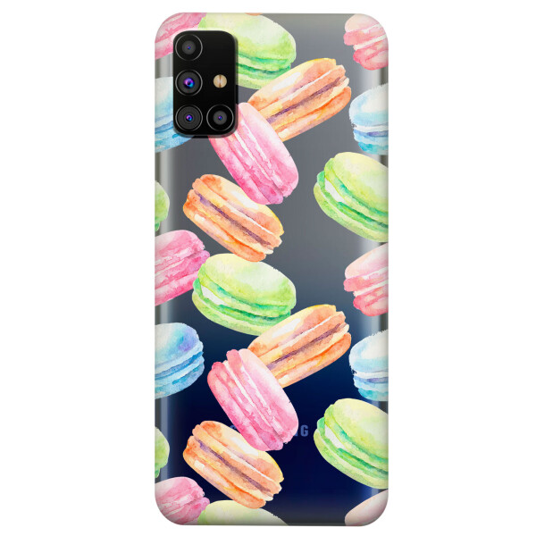 

Прозрачный силиконовый чехол OKcovers для Samsung Galaxy M31s с рисунком - Французские печенья (KS5932)