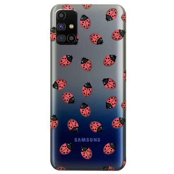 

Прозрачный силиконовый чехол OKcovers для Samsung Galaxy M31s с рисунком - Божьи коровки (KS5933)