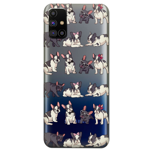 

Прозрачный силиконовый чехол OKcovers для Samsung Galaxy M31s с рисунком - Маленькие бульдоги (KS5958)