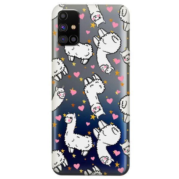 

Прозрачный силиконовый чехол OKcovers для Samsung Galaxy M31s с рисунком - Ламы (KS5947)