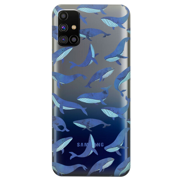 

Прозрачный силиконовый чехол OKcovers для Samsung Galaxy M31s с рисунком - Киты (KS5934)