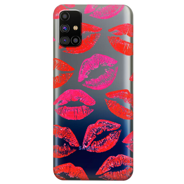 

Прозрачный силиконовый чехол OKcovers для Samsung Galaxy M31s с рисунком - Поцелуи (KS5918)
