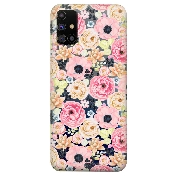 

Прозрачный силиконовый чехол OKcovers для Samsung Galaxy M31s с рисунком - Цветочный букет (KS5906)