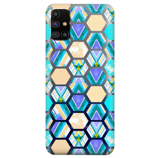 

Прозрачный силиконовый чехол OKcovers для Samsung Galaxy M31s с рисунком - Ромбы (KS5974)