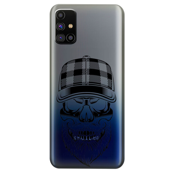 

Прозрачный силиконовый чехол OKcovers для Samsung Galaxy M31s с рисунком - Бородатый череп (KS5951)