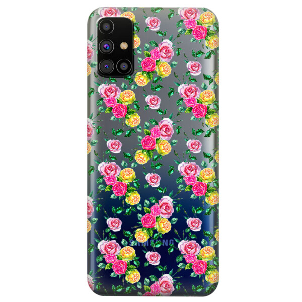 

Прозрачный силиконовый чехол OKcovers для Samsung Galaxy M31s с рисунком - Розы (KS5901)