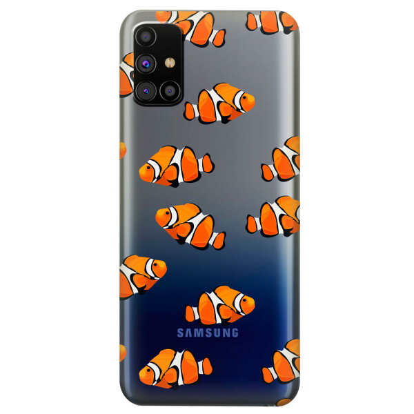 

Прозрачный силиконовый чехол OKcovers для Samsung Galaxy M31s с рисунком - Рыбки (KS5941)