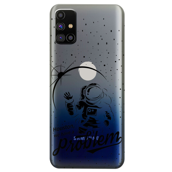 

Прозрачный силиконовый чехол OKcovers для Samsung Galaxy M31s с рисунком - Космонавт с проблемой (KS5956)