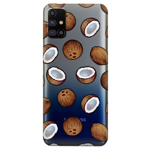 

Прозрачный силиконовый чехол OKcovers для Samsung Galaxy M31s с рисунком - Кокосы (KS5914)
