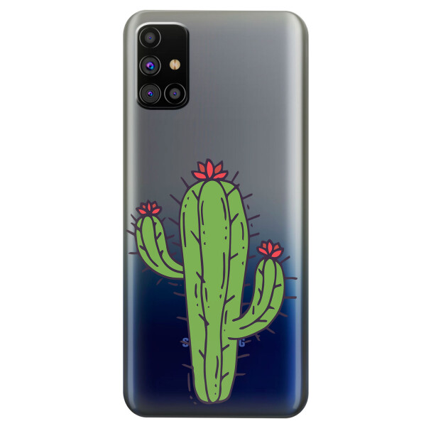 

Прозрачный силиконовый чехол OKcovers для Samsung Galaxy M31s с рисунком - Тропический кактус (KS5921)