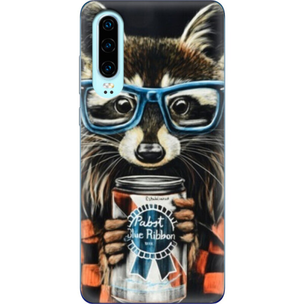 

Силиконовый чехол BoxFace Huawei P30 Енот с банкой (36851-up1333)
